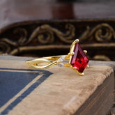 Nature Inspired Leaf Twisted Infinity Ring Kite Cut 2 Carat 6-Prong Bridal Ruby Ring